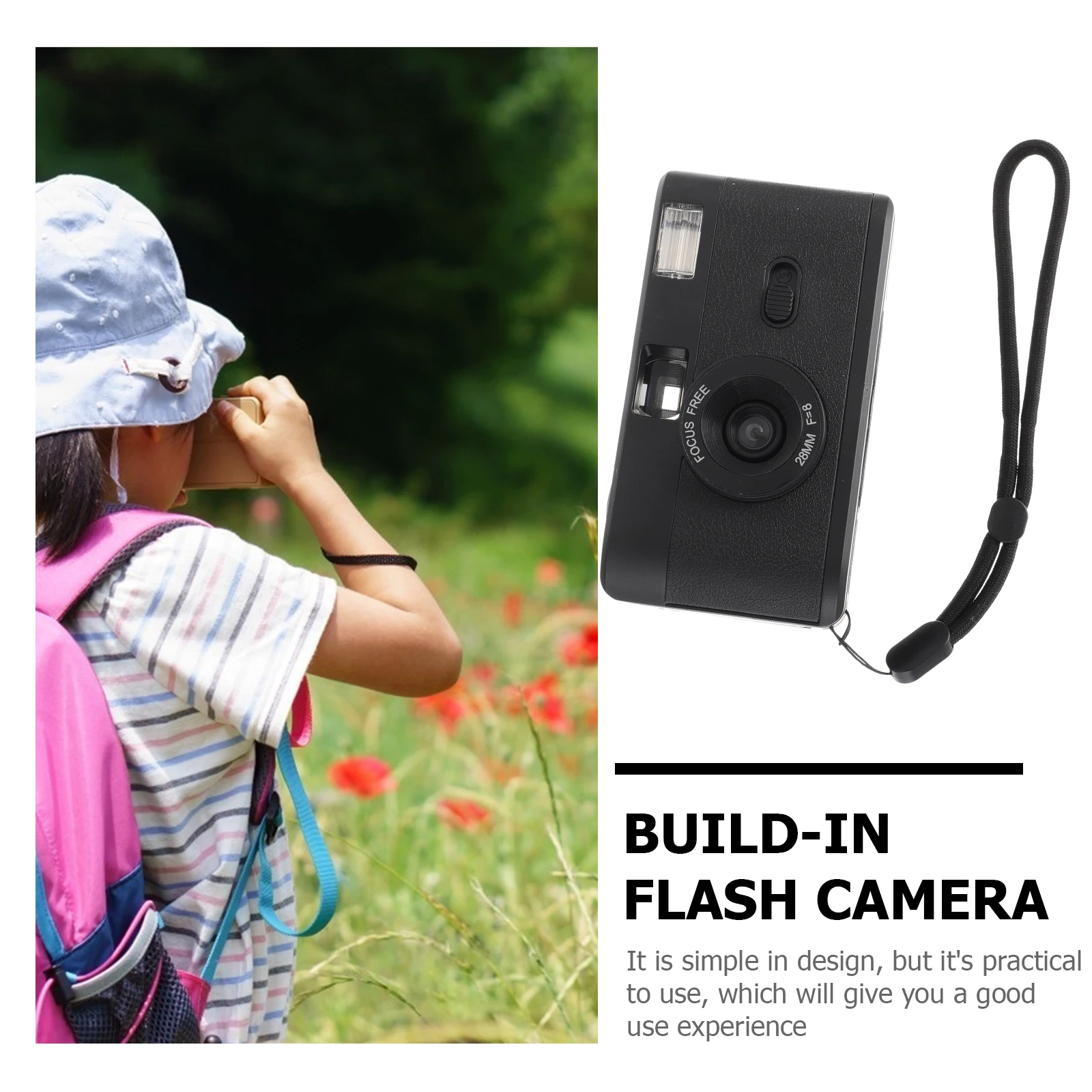 

Film Camera 35mm Purple Vintage Camera White Reusable Plastic Built-in Flash Photography Gift Cam