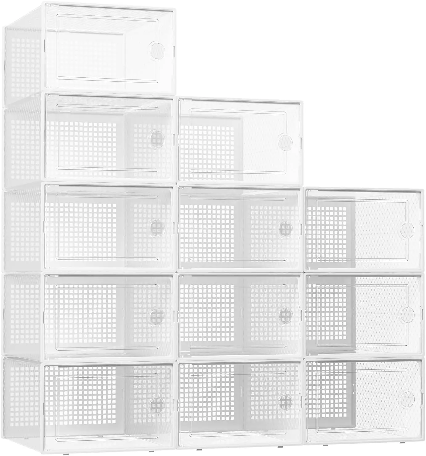 

Large Clear Plastic Stackable Shoe Storage Boxes, 12-Pack Organizer for Shoes, Toys, and More