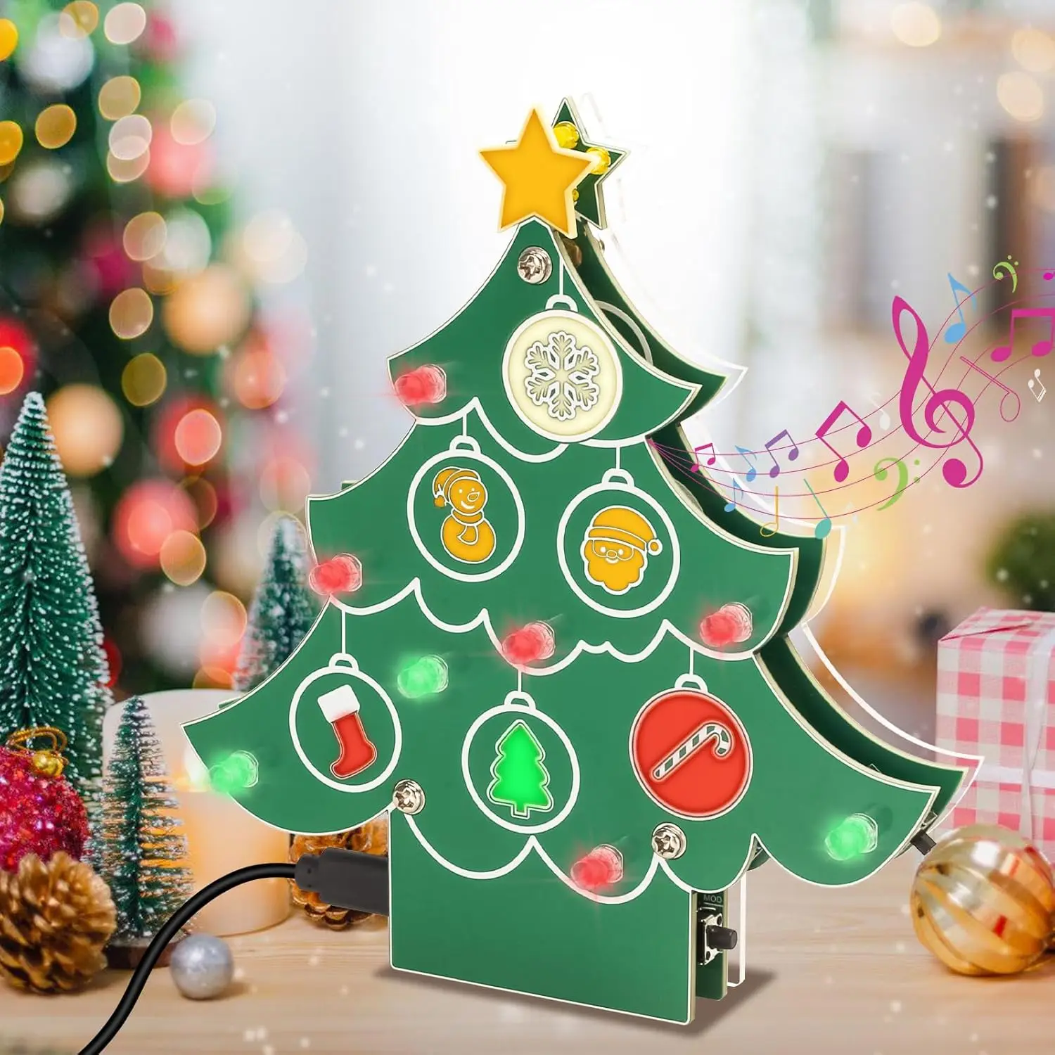 Musical Christmas Tree Soldering Kit with Flashing Colorful Lights Fun DIY Electronics Project for STEM Learning Xmas Gift Decor