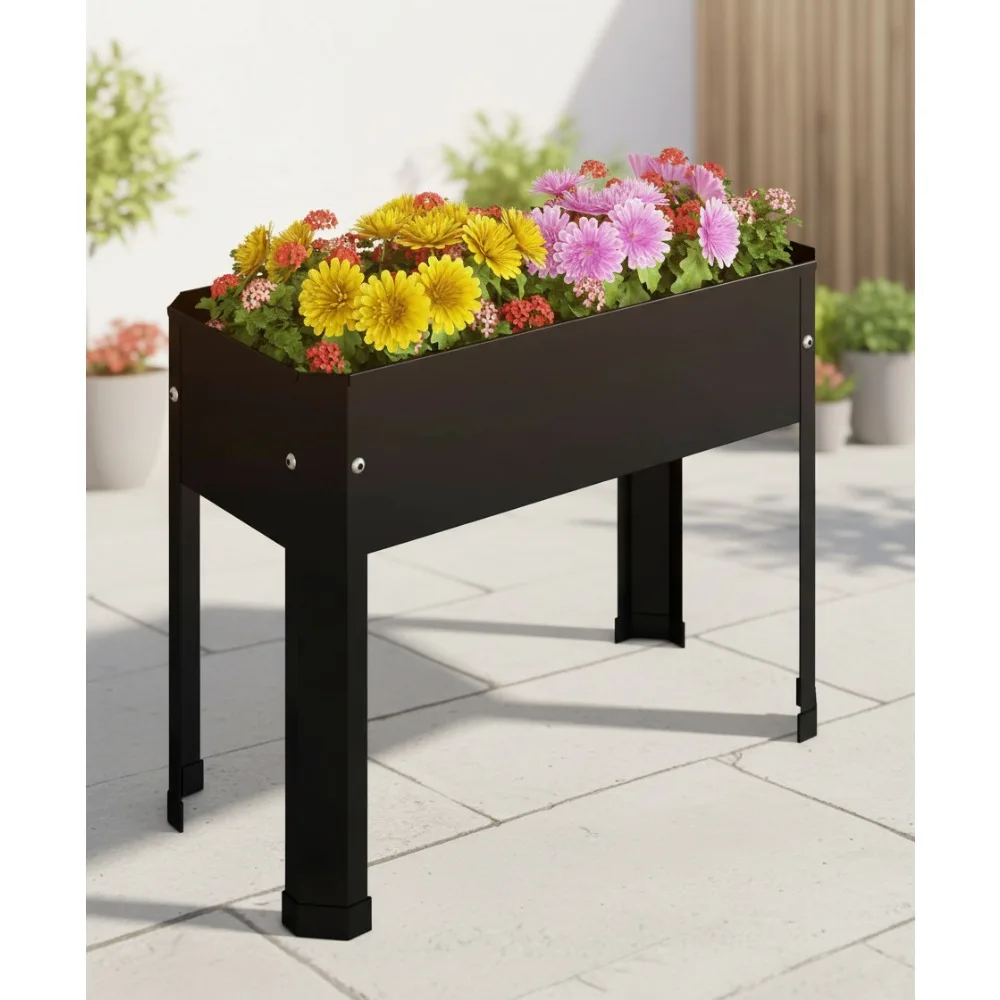 

Elevated Metal Raised Garden Bed with Detachable Legs - Outdoor Indoor Planter Box for Herbs Vegetables Flowers