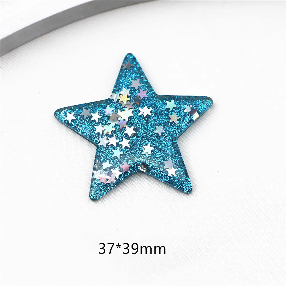 10pcs Kawaii Resin Glitter Star/Heart Flatback Cabochon Art Supply Decoration Charm Craft DIY Accessories