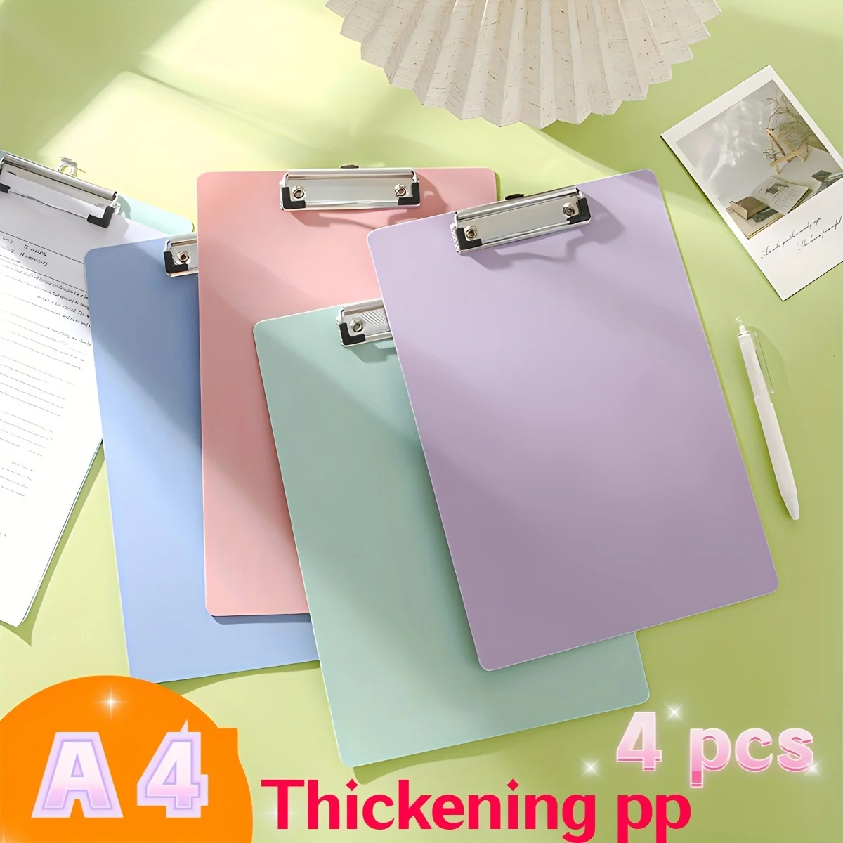 4pcs A4 Folder, File Manager, Clipboard with Cover, A4 Folder for Business and School Use, Stationery and Office Supplies