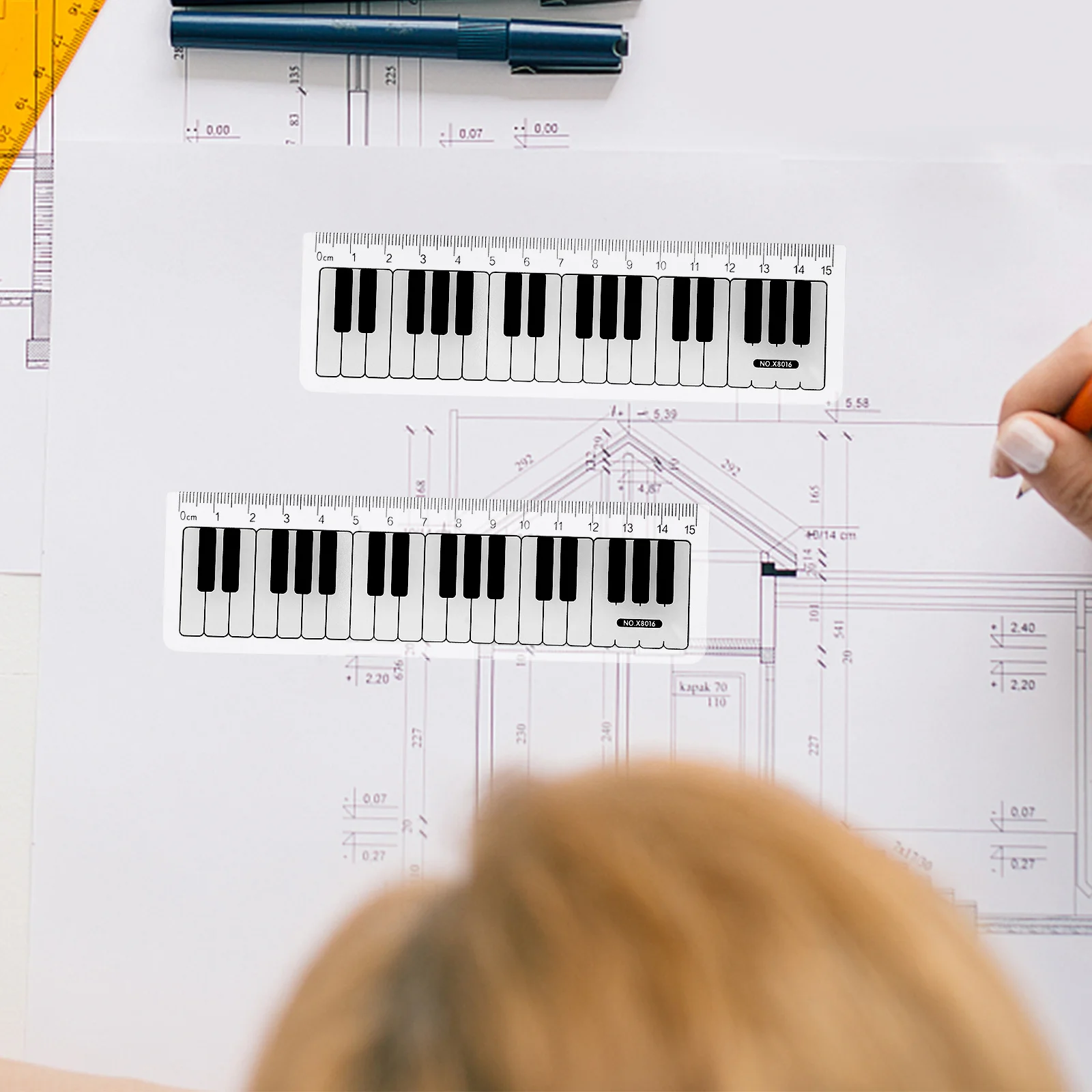 15pcs Music-Inspired Plastic Ruler Kids Piano Keyboard Transparent Straight Measuring Tool For School Classroom Learning