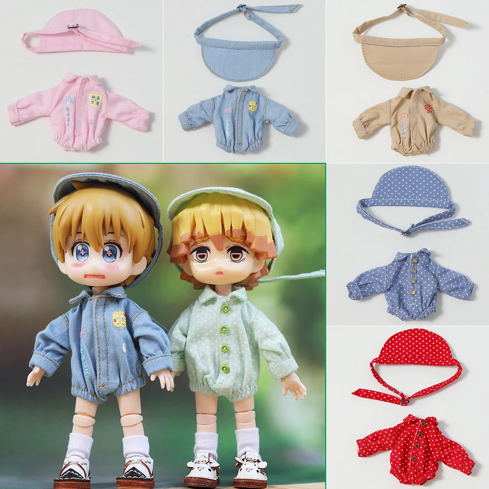 New Handmade Lovely OB11 Doll Outfits Headwear + Sunhat + Bodysuits Doll Set For Obitsu 11, 1/12 BJD Doll Clothes Accessories