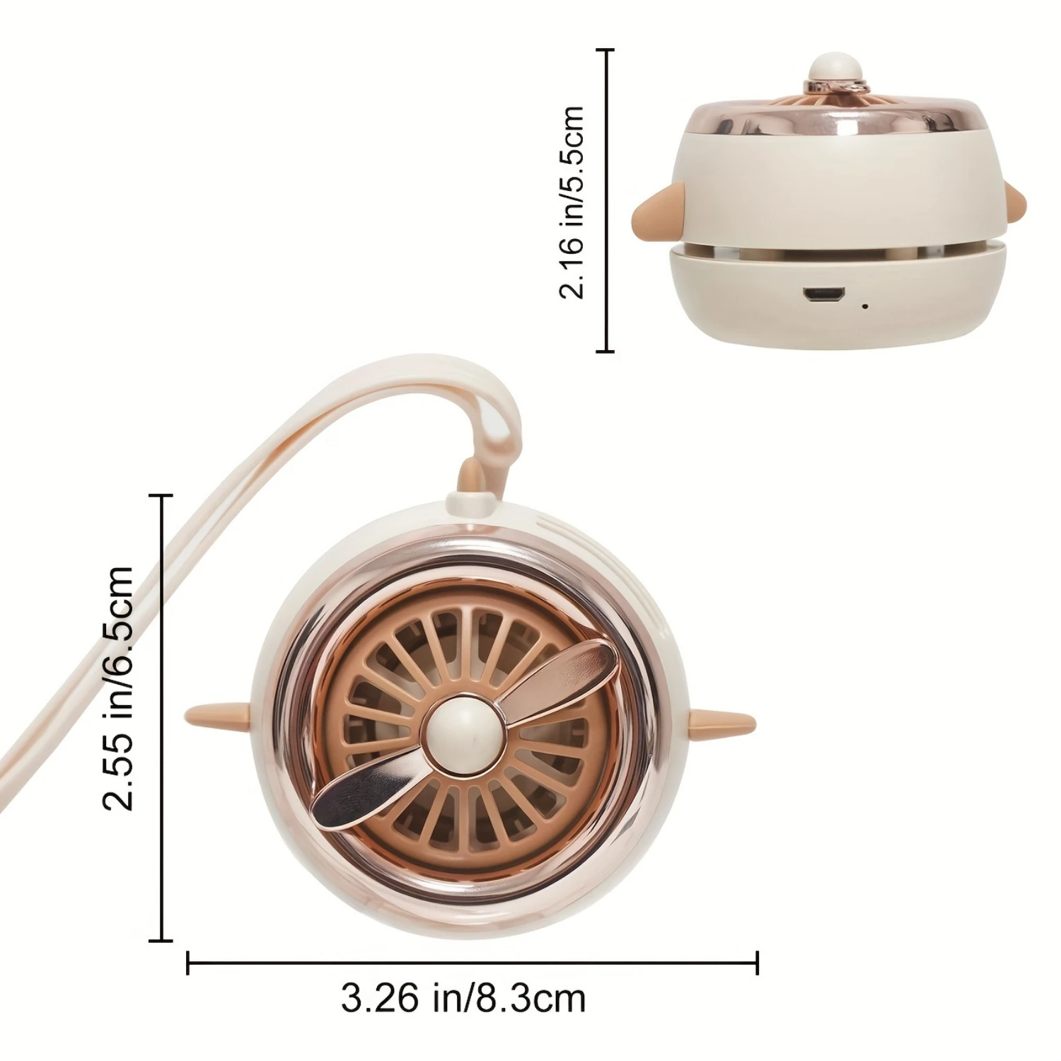 1 PC USB rechargeable portable small fan, neck mounted airplane fan, lightweight summer fan, small portable neck mounted fan, en