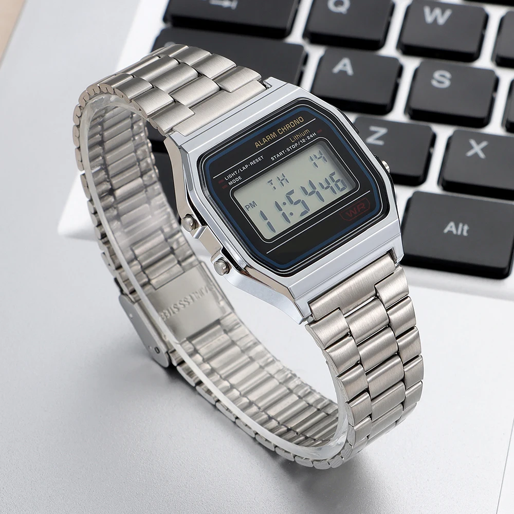 18mm Strap for Casio F-91W Gold Stainless Steel Watchband for SGW400 F84 F105/108/A158W/168 AE1200/1300 Steel Wrist Bracelet