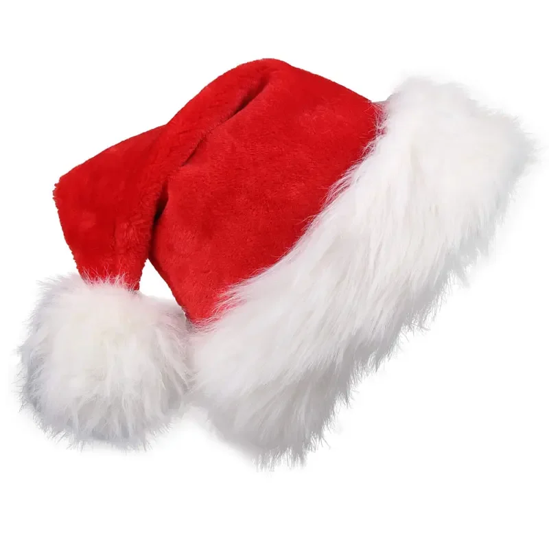 Christmas Santa Hat Xmas Long Plush Holiday Red Hat for Adults and Kids Unisex 2025 New Year Festive Party Supplies Gifts