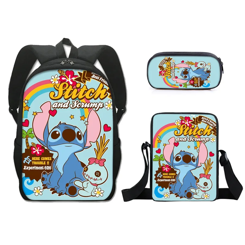 Stitch Backpack Lunch Bag Pencil Case Cartoon Set Children Boys Girls Schoolbag Teenager Satchel Knapsack School Supplies