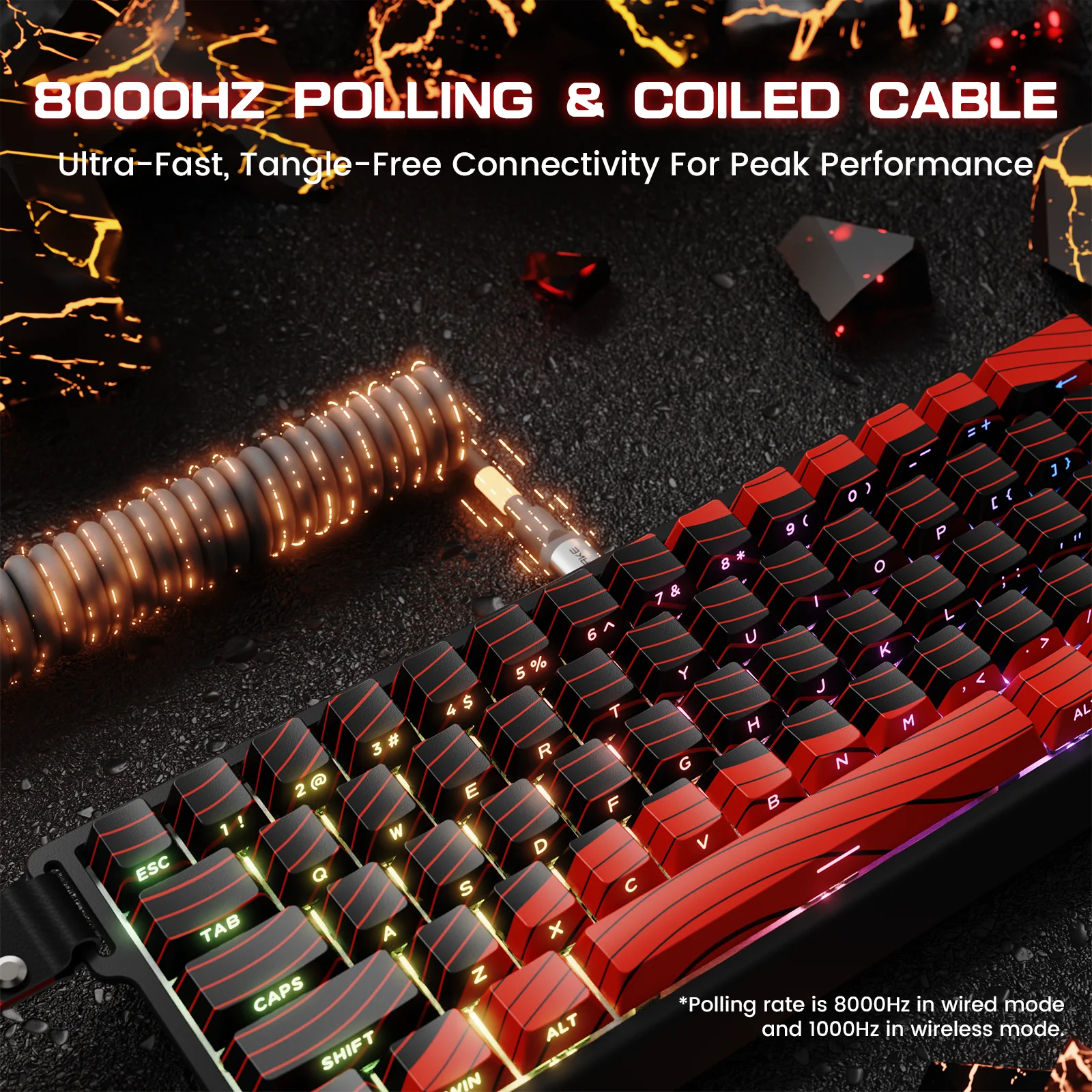 ATTACK SHARK X60 HE Rapid Trigger Magnetic Switch 60% RGB Wireless Mechanical Gaming keyboard8KHZ Polling Rate,0.01mm Adjustable
