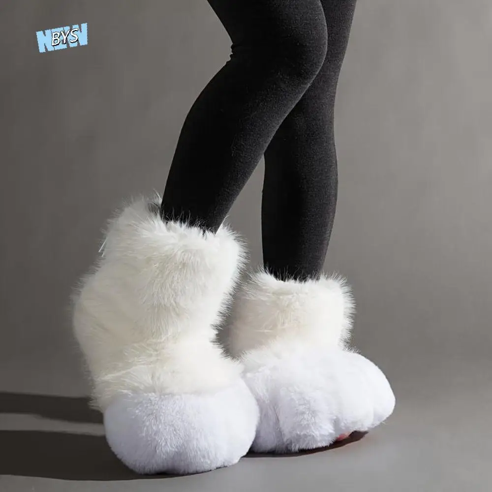 

Winter Home Shoes Cartoon Winter Cat Paw Slippers Large Exaggerate Plush Cat Paw Boots Warm Thicken Cosplay Boots Gifts