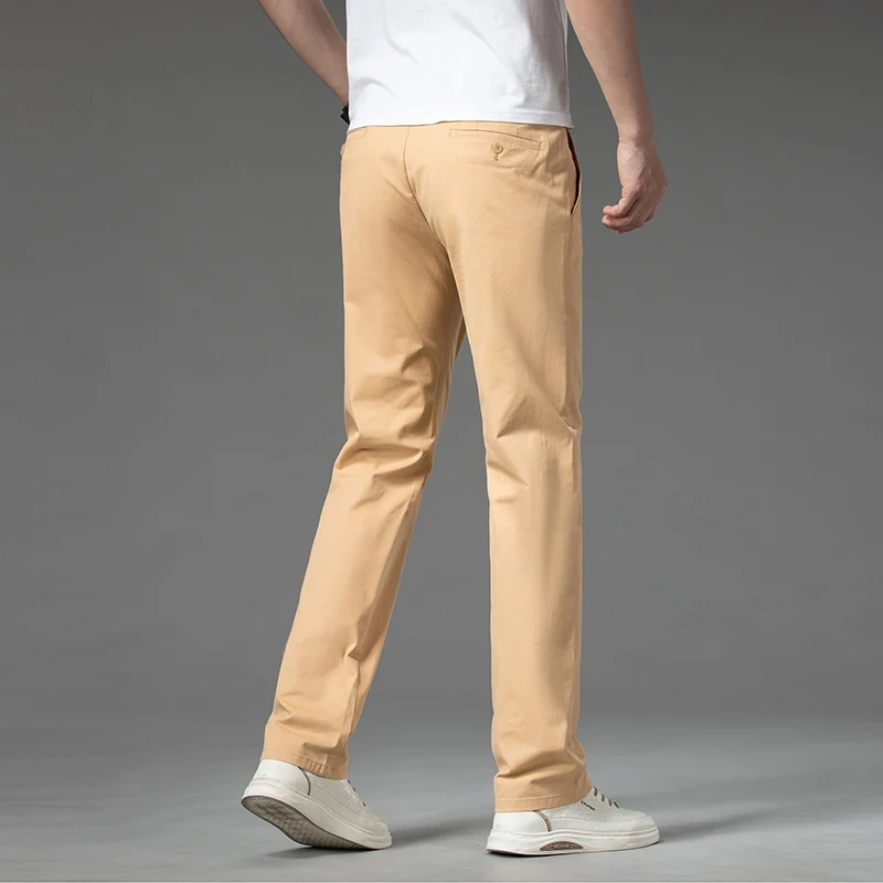 Men's Business Casual Pants Summer Thin Breathable Loose Straight Solid Color Classic Trousers Fashion Simple Male Brand Pants