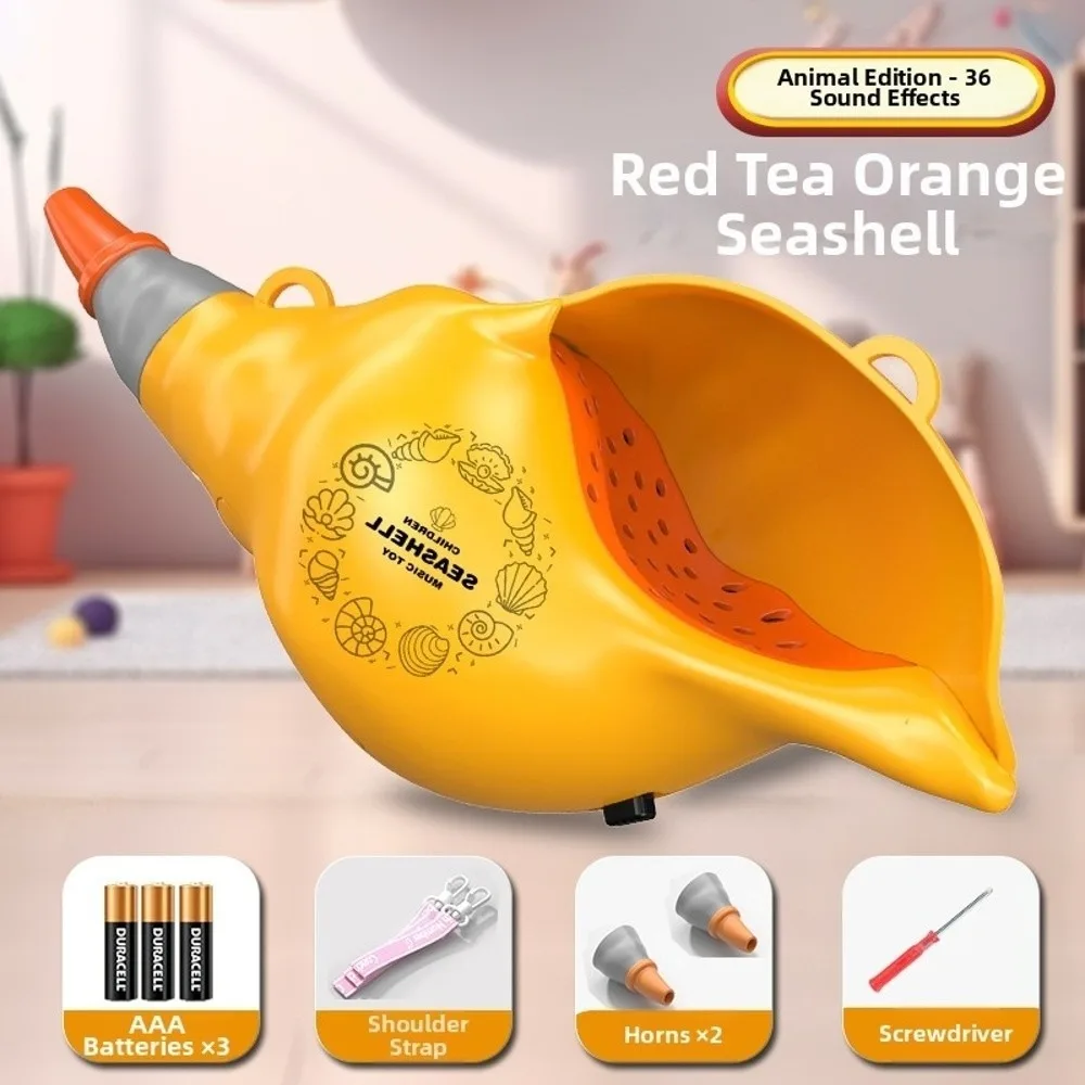 36 Realistic Animal Sounds Music Animal Caller Toy for Kids Horn 4-Level Lights Early Learning Toy 2 Modes Seashell Toy