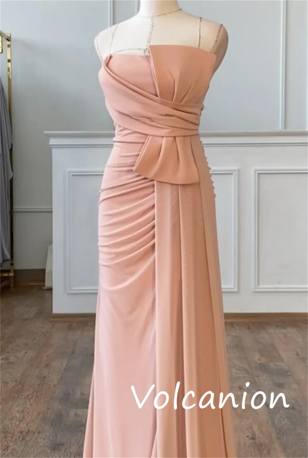 Robe longue en Jersey unisexe, personnalisée, exquise, avec nœud plissé, ligne a, sans bretelles, sur mesure, pour occasions, Simple
