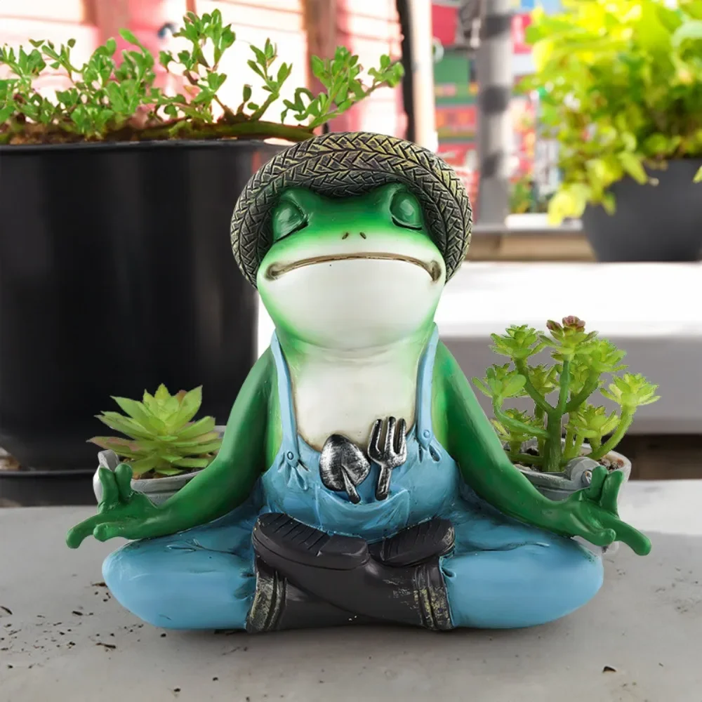 New Meditation Frog Flowerpot Home Balcony Courtyard Garden Succulent Greenery Frog Bonsai Ornaments Plant Pots Succulent Pot