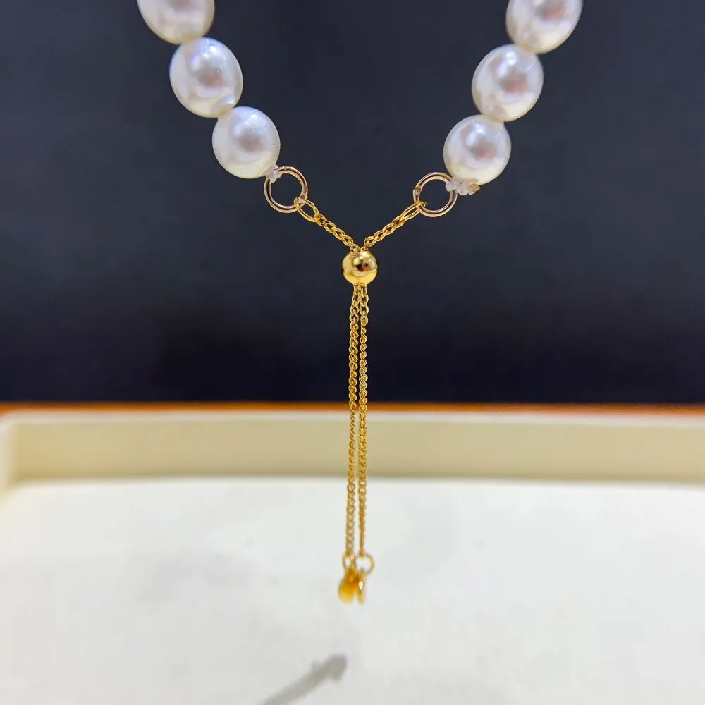 

DIY Pearl Accessories S925 Sterling Silver Single Row Necklace Clasp Fashion Gold Silver Bracelet Beaded Clasp K067