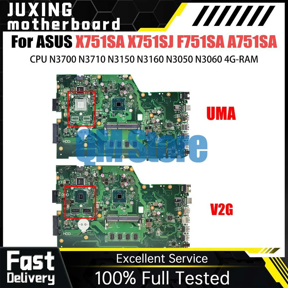 

X751SA Laptop Motherboard For ASUS X751SJ K751SV F751SA A751SA F751SJ Mainboard CPU N3700 N3710 N3150 N3160 N3050 N3060 4GB RAM