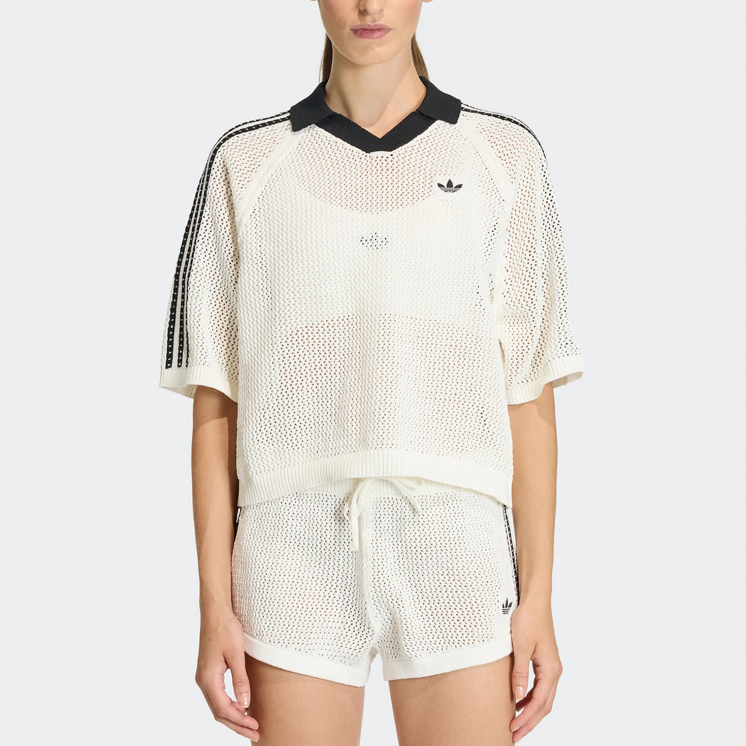 Adidas genuine clover women's sports knitted half sleeved polo shirt KC6490