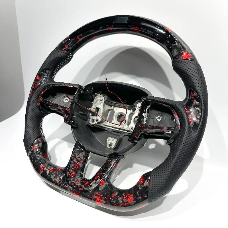 LED/red Forged Carbon Fiber Car Steering Wheel Suitable for Dodge Challenger Charger RT Durango SRT Scat Pack 392 Chrysler！！
