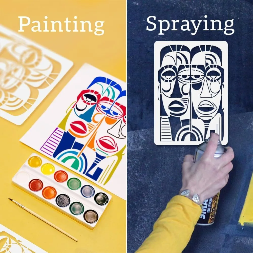 4Pcs Modern Abstract Faces Stencils for Painting