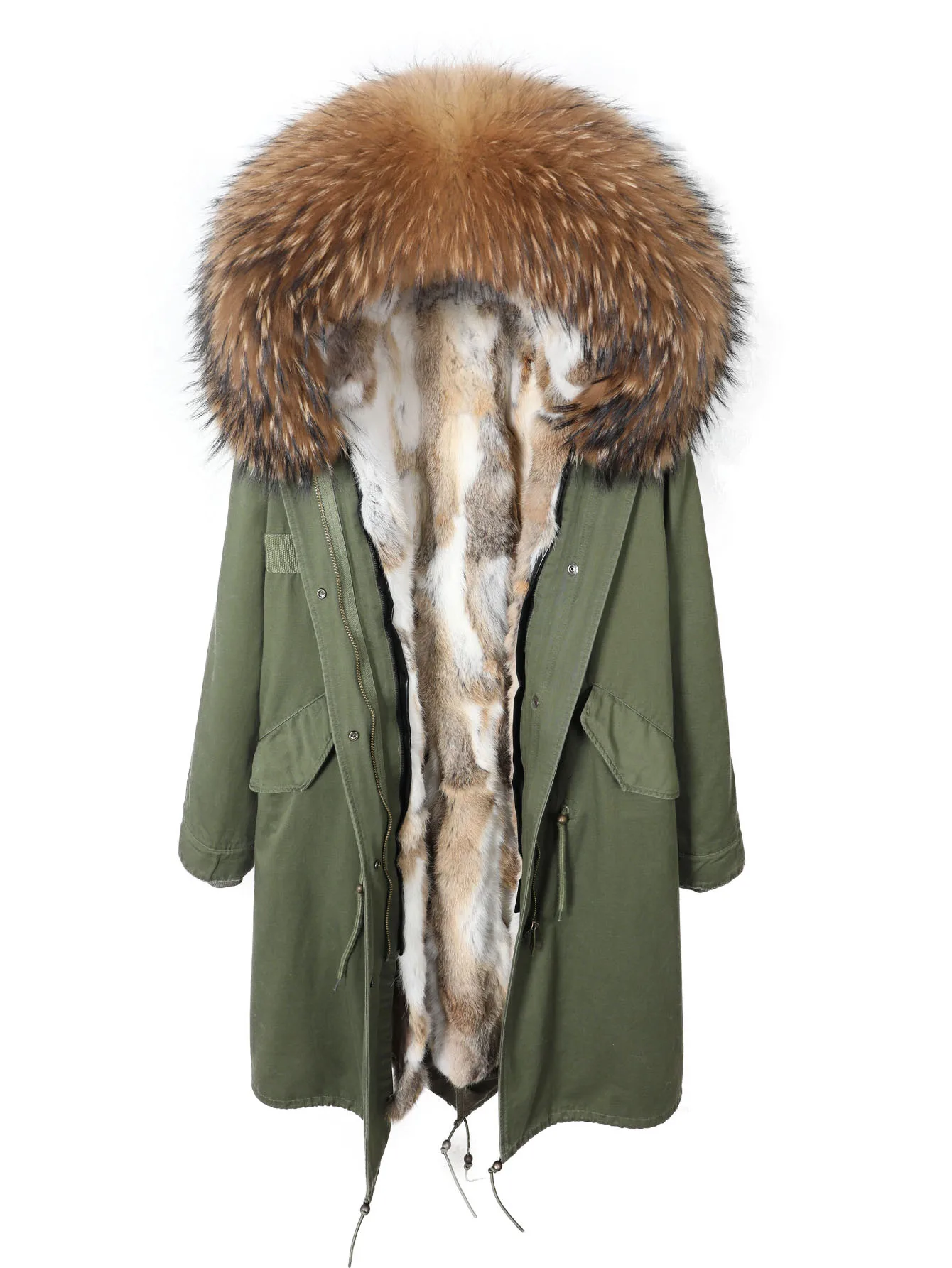 Maomaokong Extra lange Winter Frau Mantel Plus Größe Schwarz Parkas Natürliche Waschbären pelz kragen Echtpelz Futter Warme Jacke Mäntel