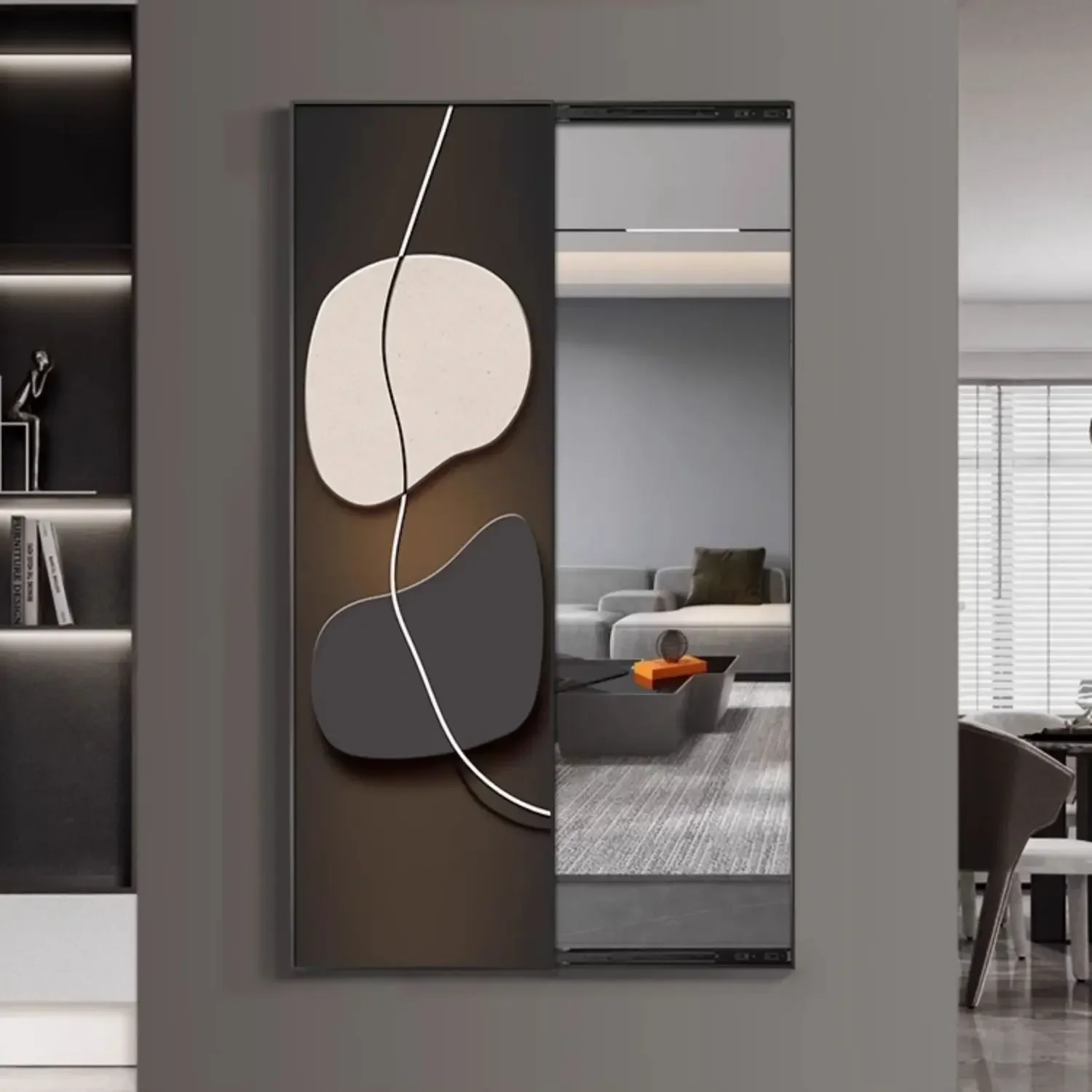 Premium light luxury wall-mounted push-pull full-length mirror hidden entrance wall decorative full-length mirror