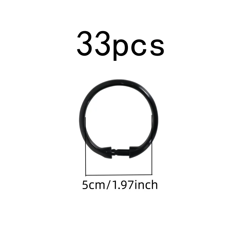 33 pcs O-Shape Drapery Rings, Waterproof Rust Proof, suitable for Moisture Environment, Easy Snap-On Closure