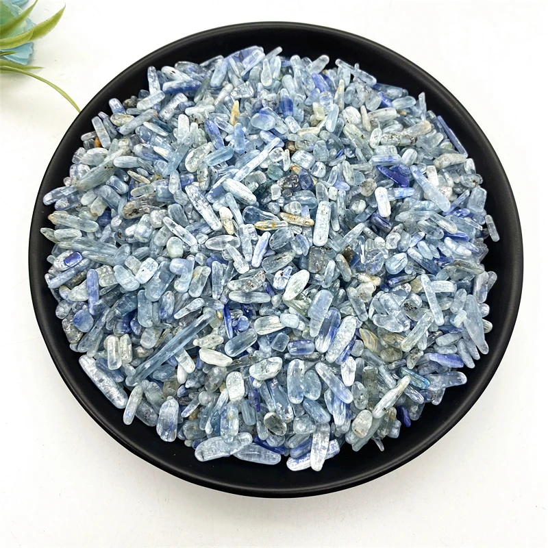 Beautiful 50g Natural Kyanite Quartz Polished Thin Slice Shape Blue Color Crystals Tumbled Gravel Cyanite Natural Quartz Crystal