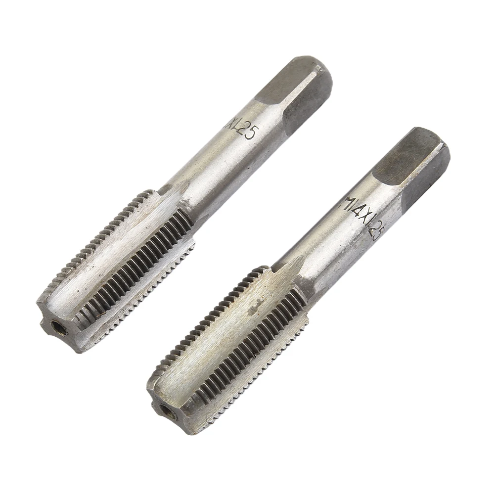 2Pcs HSS 14mm X 1.25 Metric Taper & Plug Tap Right Hand Thread M14 X 1.25mm Pitch High Speed Steel M14 Threads 80mm Taps