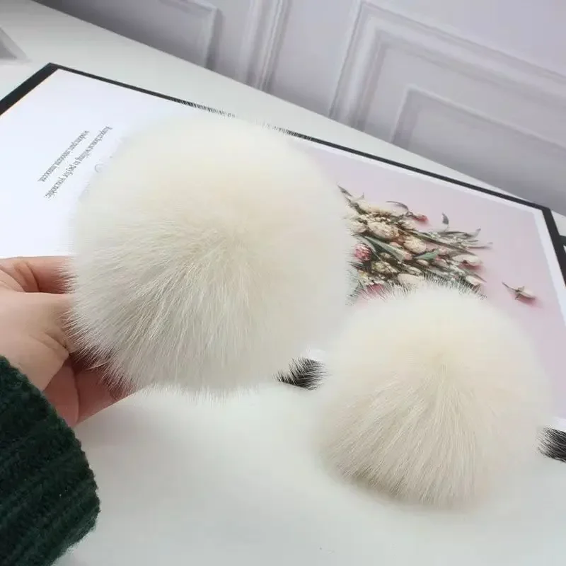 9cm Real Fox Pompoms Furballs Flutty Large Pompon Diy Handmade Keychain Children Hat Scarf Shoe Garment Jewelry Crafts Supplies