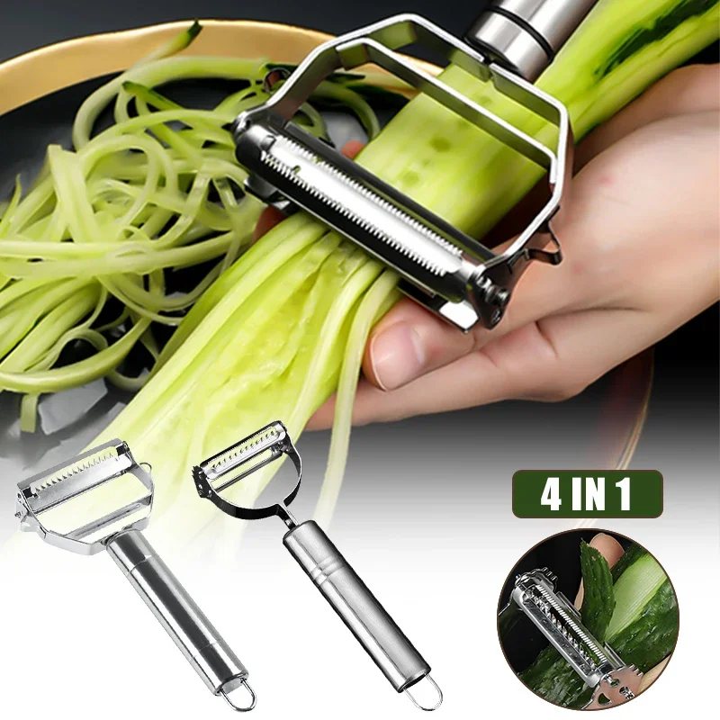 

4 in 1 Fruit and Vegetables Peeler Multifunction Grater Julienne Peeler Slice Melon Potato Carrot Cucumber Kitchen Tool Useful