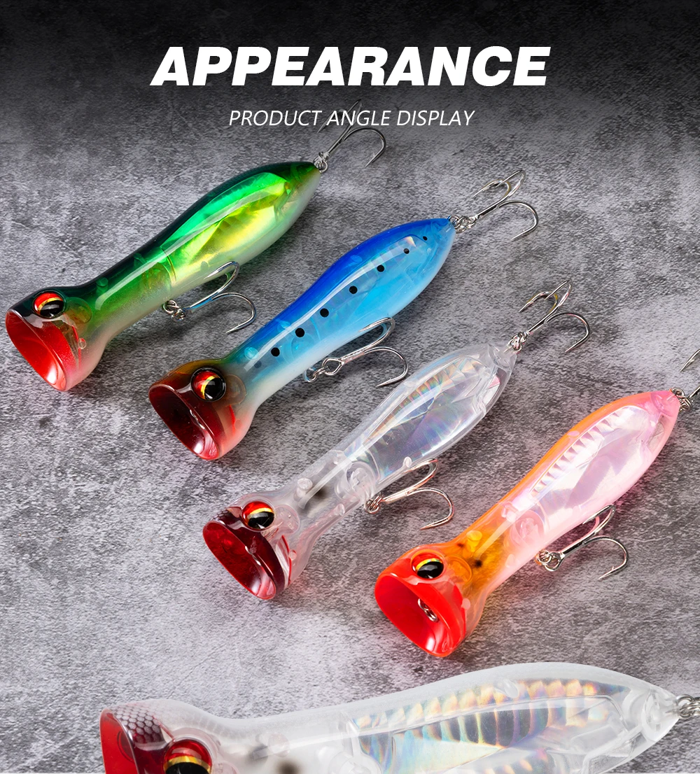 Hunthouse Topwater Floating Popper Angelköder PRISM ROAR Hard Bait 95mm 20g Künstlicher Köder für Hecht, Wolfsbarsch, Salzwasserfische. – Detail 8