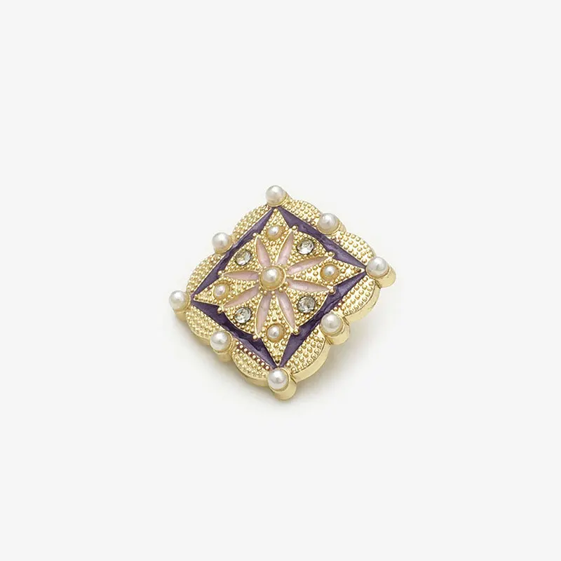 Goldene quadratische Metallknöpfe mit Strasssteinen verziert, hoher Schaft zum Nähen, Basteln, DIY-Projekte, 10 Stück Packung, Nähknöpfe, 14/18 mm, 2025 Neu – Detail 6
