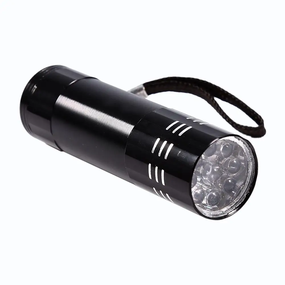 UV Money Detector 9 LED Strong Violet Flashlight Backlight Portable Mini Torch Light 2 in 1