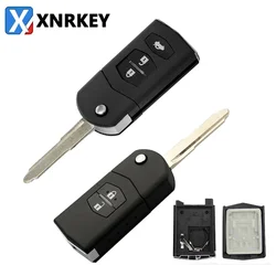 XNRKEY 2/3 Button Flip Folding Remote Car Key Shell Case Fob Big Battery Hold for Mazda 3 5 6 Series M6 RX8 MX5 with Uncut Blade