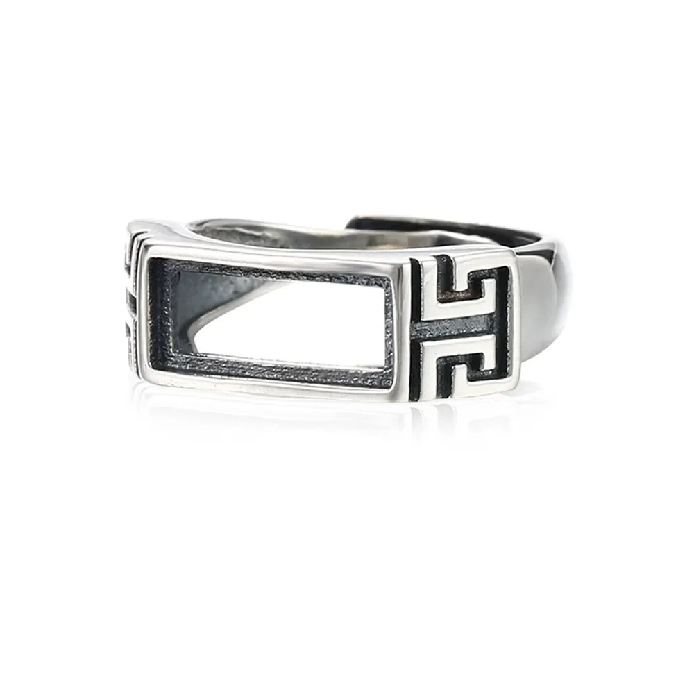 

Ring Blank for 4x8mm/5x12mm/7x15mm/8x17mm Rectangle Cabochons Thai Sterling Silver Adjustable Ring Setting