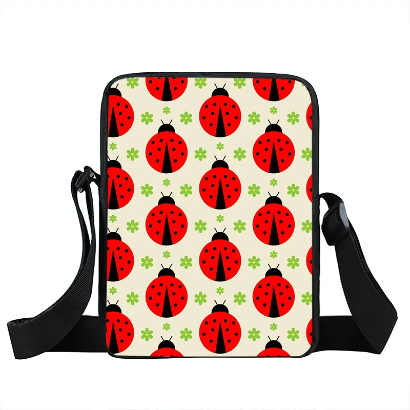 Cute Insects Dragonfly Butterfly Ladybug Shoulder Bags Beautiful Flowers Crossbody Bag Men Women Daypack Student Bookbags Gift