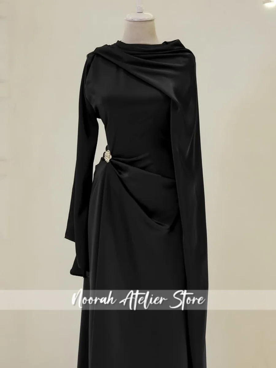 Vestidos de Noche elegantes de lujo con peplum islámico, mangas largas, Pletas de Dubái, vestido de fiesta musulmán, personalizados, novedad de 2025