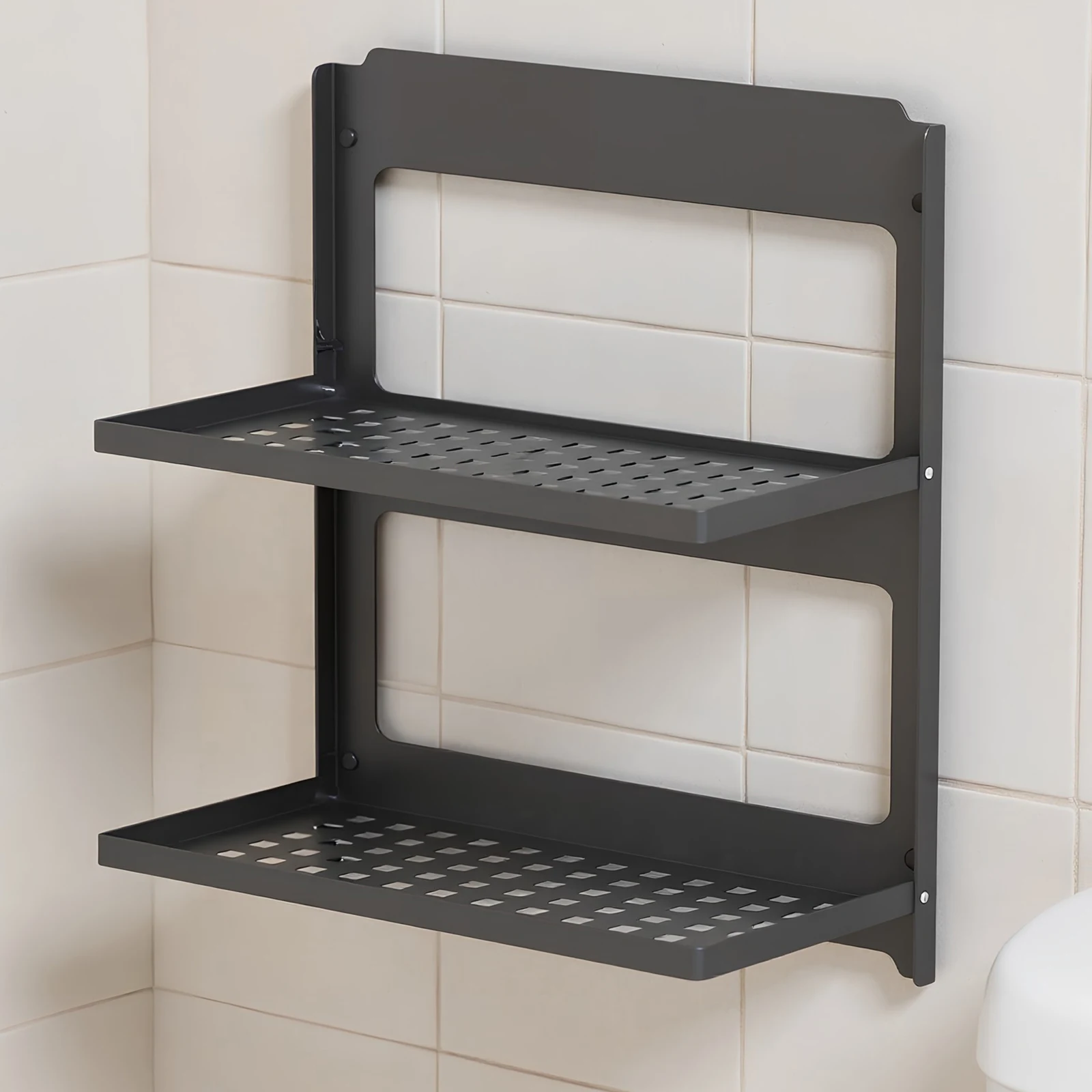 2-Tier Table Storage Rack Wall Mounted Storage Rack Wall Shelve for Basement Coffee Bar Kitchen Room Office
