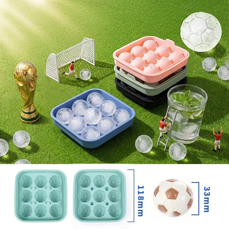 

9 In 1 Football Shape Silicone Ice Ball Mold Round Mould Ice Maker Silicone Home Bar Use Ice Cube Freezer Mold For Whiskey
