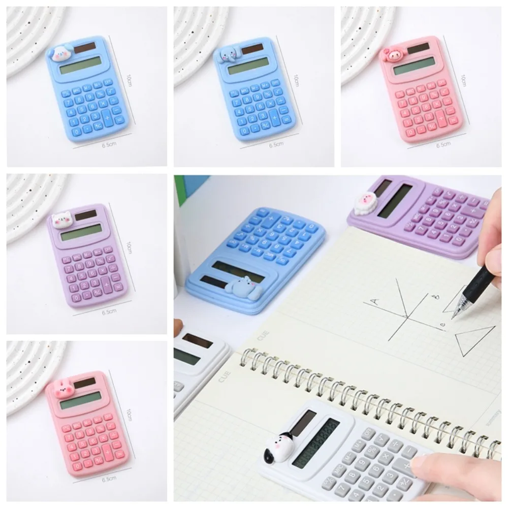 Mini calculatrice à 8 chiffres, portable, légère, dessin animé, animal, mignon, petit, kawaii, pour le travail au bureau