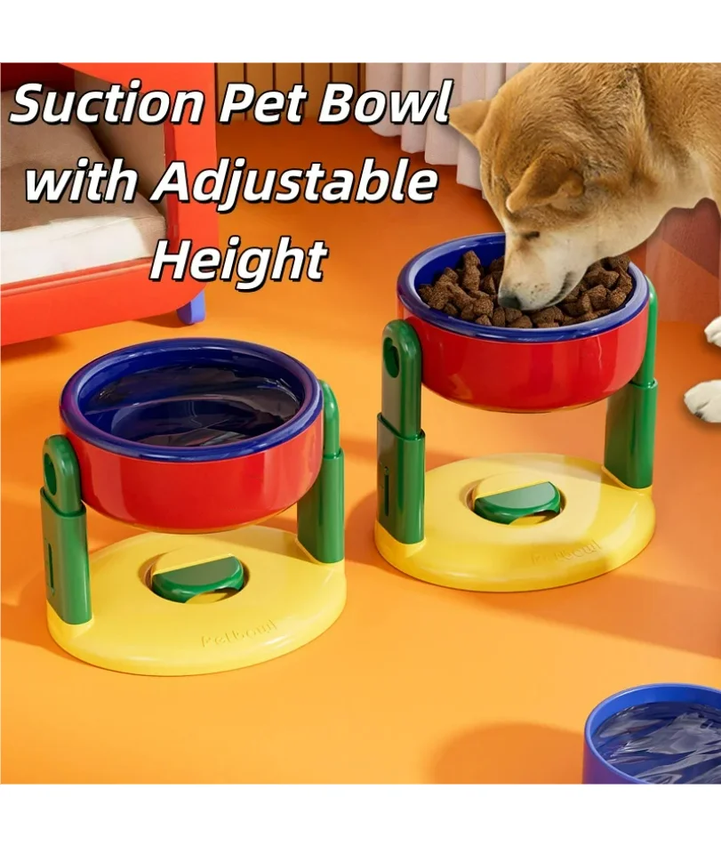 

Elevatable Adjustable Height Cat Dog Bowl with Suction Anti-Flip Tilted Stand High Footed Feeder for Pets