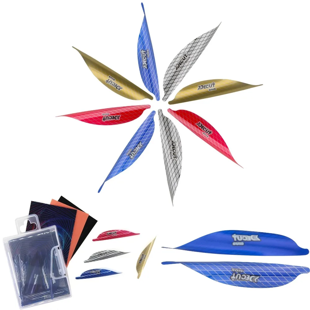 

50pcs Spin Vanes 1.56/1.75/2inch Right Wing Spiral Feather Bow Archery Outdoor Shooting Hunting DIY Arrow Vane With Sticker Tape