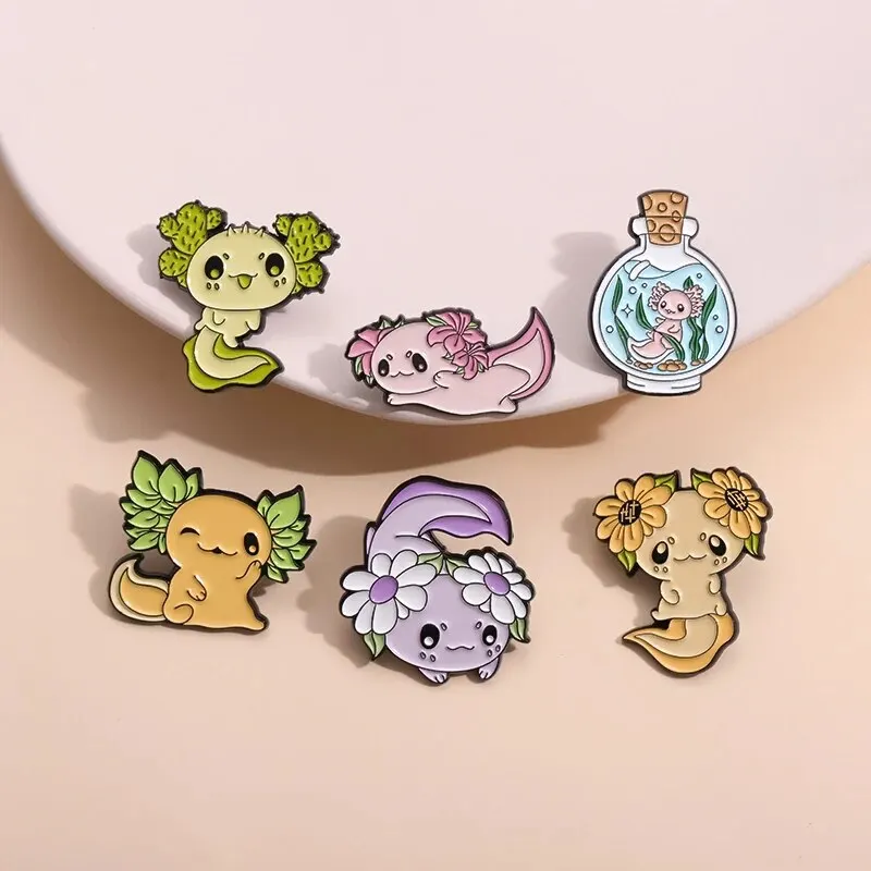 6pcs Creative and Cute Salamander Accessories, Metal Brooches, Cool Accessories, Badges, Clothes, Bags, Accessories