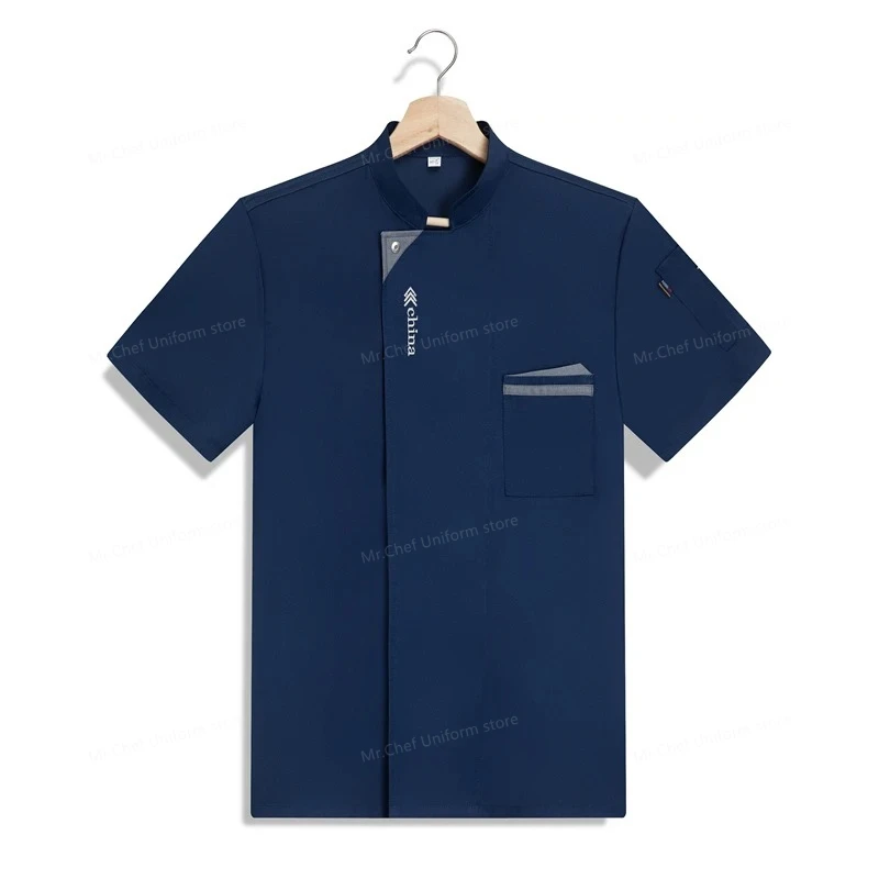 T-shirt de Chef d'hôtel, uniforme de Chef, veste de chef à manches courtes, uniforme de Restaurant, boulangerie, Service alimentaire, nouveaux vêtements de cuisine respirants