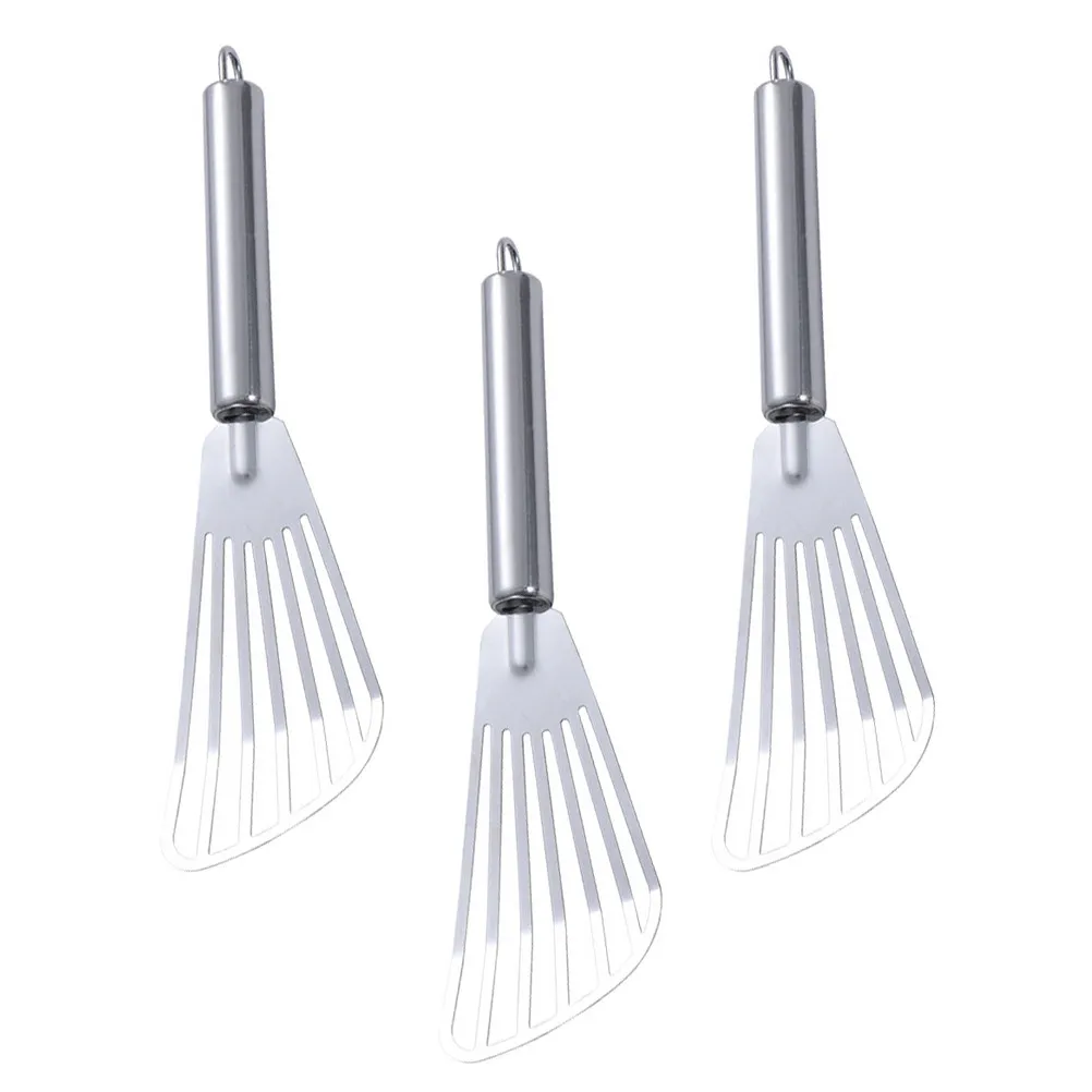 3Pcs Stainless Steel Steak Frying Shovels Multi Functional Kitchen Gadgets Steak Fish Frying Tools Slotted Turners