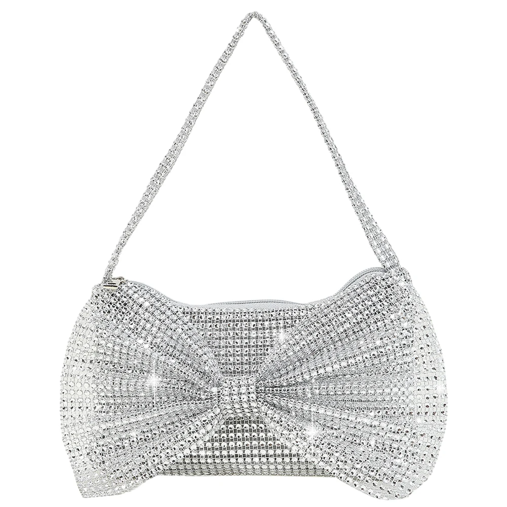 Rhinestone Bow Dinner Bag Ladies Party Wedding Luxury Armpit Purses Glittering Diamond Shoulder Bags Women Bling Evening Handbag