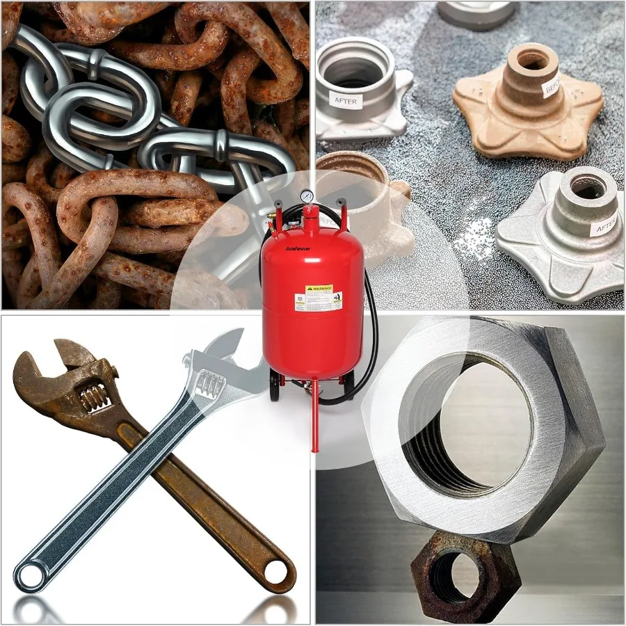 AutoForever 10ガロンポットサンドブラストマシン125 PSI高圧エアサンドブラストキット（セラミックノズル4個付き）ポータブル研磨剤