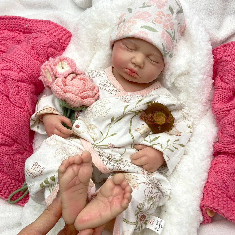 Realistic Full Body Silicone Reborn Baby Open Mouth Girl/Boy Loulou 20 Inch Lifelike Weighted Newborn Doll Comforting Companion