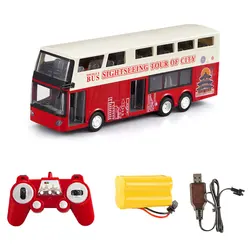 1:12 RC Bus 2.4G zdalnie sterowanym samochodowym dwupiętrowym 2.9 km/h z dźwiękiem LED RC elektroniczny pojazd zabawka jeden klucz otwarte drzwi dzieci prezent