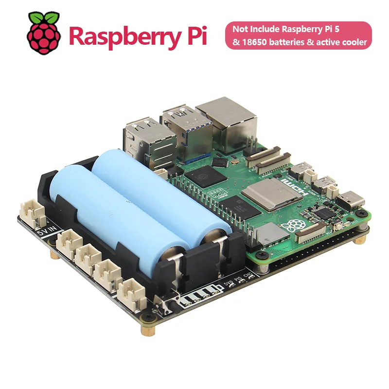 TopElec Geekworm Raspberry Pi 5 18650 UPS, X1201 V1.1 Power Management Board with Auto Power On for Pi 5